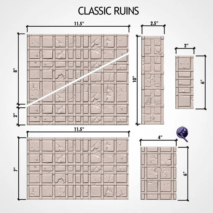 Txarli - Décors SF - Pack complet d'empruntes au sol 11ème édition ruines classiques (28mm)
