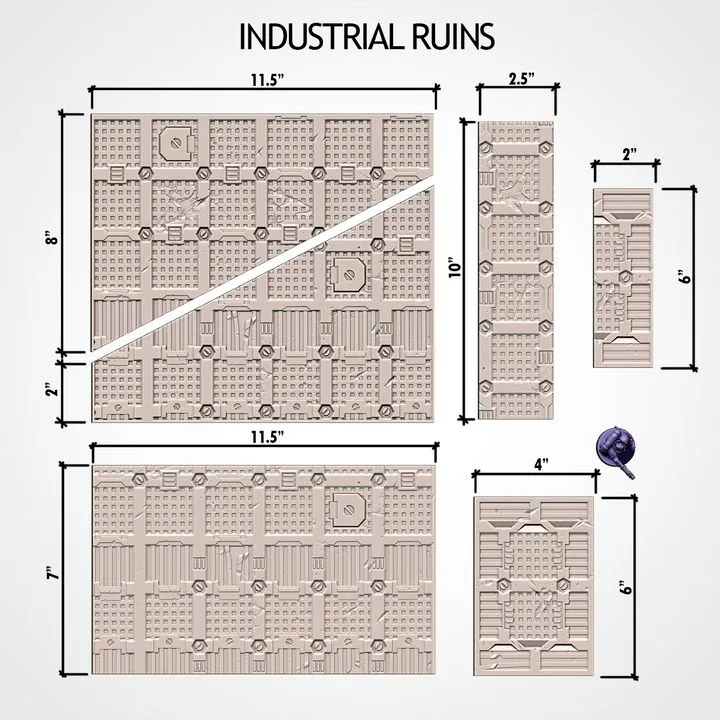 Txarli - Décors SF - Pack complet d'empruntes au sol 11ème édition ruines Industrielles (28mm)