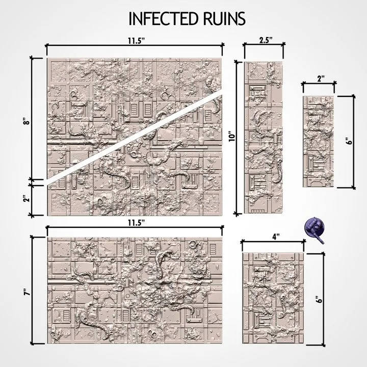 Txarli - Décors SF - Pack complet d'empruntes au sol 11ème édition ruines infectées (28mm)