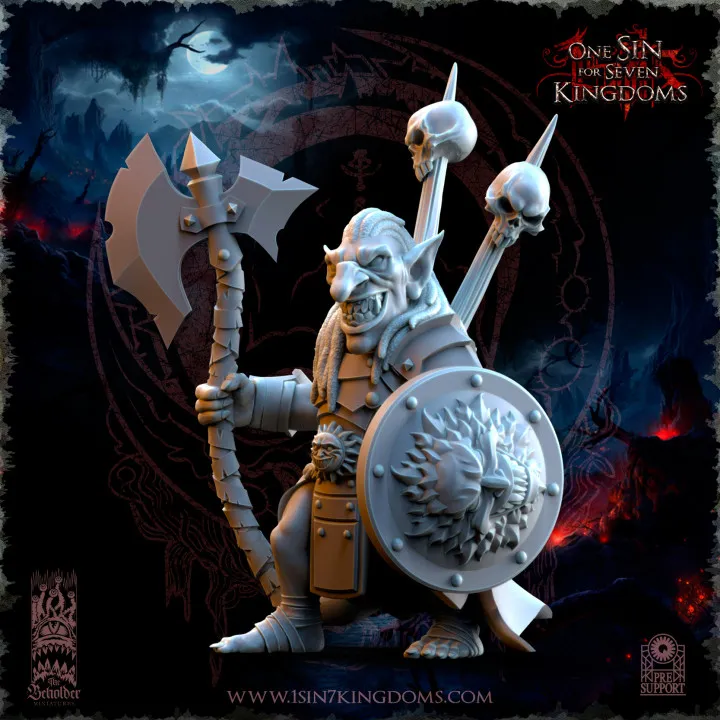 The Beholder miniatures- Gobelins - Chef gobelin à pied (Socle carré, 28mm)