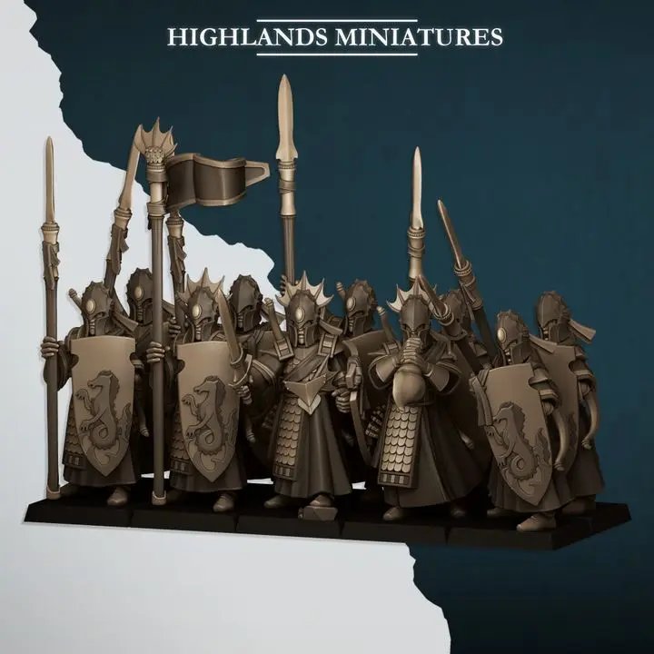 Highlands Miniatures - Hauts elfes gardes maritimes lances