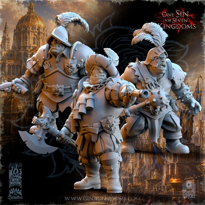 The Beholder miniatures- Empire - Milice ogre X3 (Socle carré, 28mm)