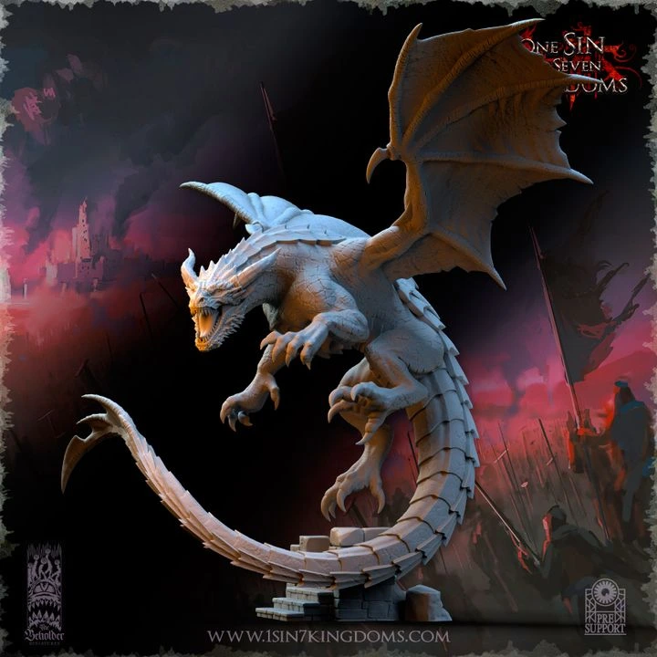 The Beholder miniatures- Gobelins - Dragon  Wuthang (Socle carré, 28mm)