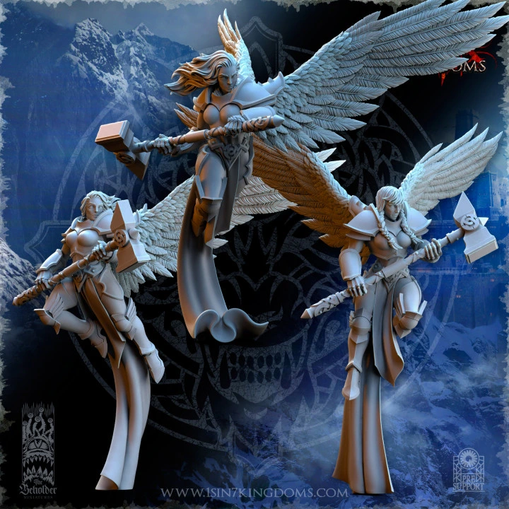 The Beholder miniatures- Stormwolves - Valkyries marteau à deux mains sans casque (Socle carré, 28mm)