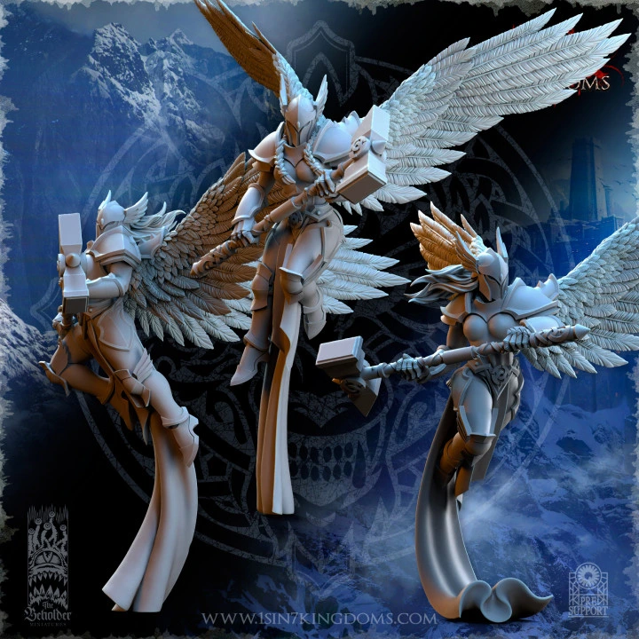 The Beholder miniatures- Stormwolves - Valkyries marteau à deux mains avec casque (Socle carré, 28mm)