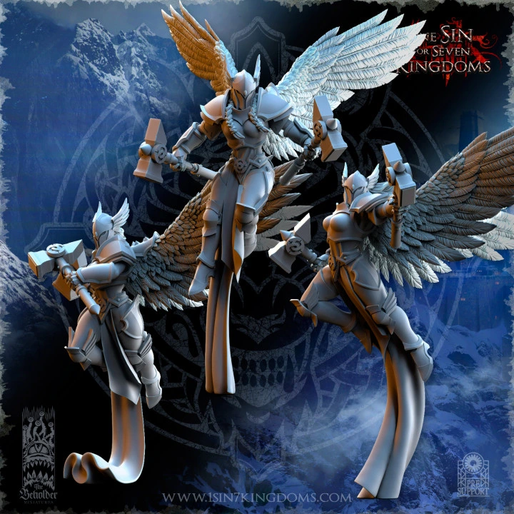 The Beholder miniatures- Stormwolves - Valkyries double marteaux avec casque (Socle carré, 28mm)