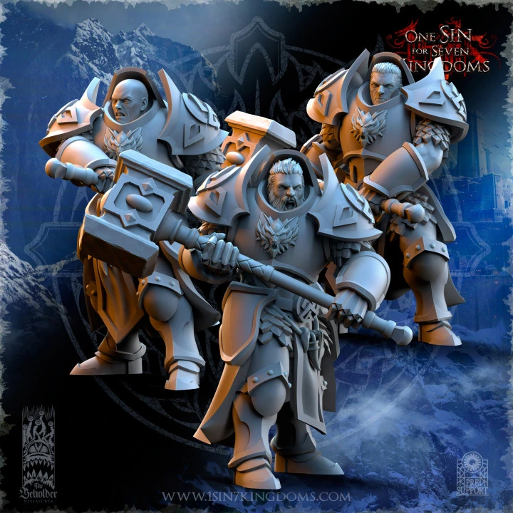 The Beholder miniatures- Stormwolves -  Punishers sans casque avec marteaux deux mains (Socle carré, 28mm, Par 10)