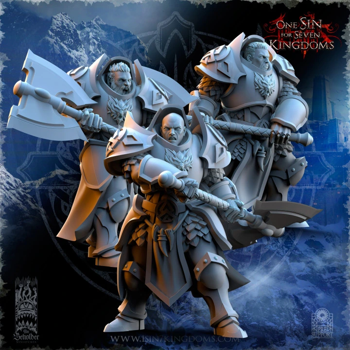The Beholder miniatures- Stormwolves -  Punishers sans casque avec hache deux mains (Socle carré, 28mm, Par 10)