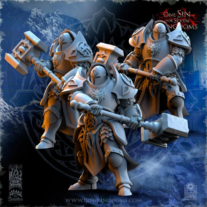 The Beholder miniatures- Stormwolves -  Punishers avec casque avec marteau deux mains (Socle carré, 28mm, Par 10)