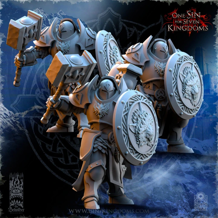 The Beholder miniatures- Stormwolves -  Punishers avec casque avec marteau et bouclier (Socle carré, 28mm, Par 10)