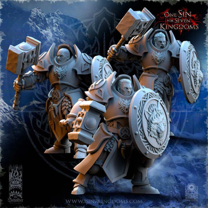 The Beholder miniatures- Stormwolves -  Punishers sans casque avec marteau et bouclier (Socle carré, 28mm, Par 10)