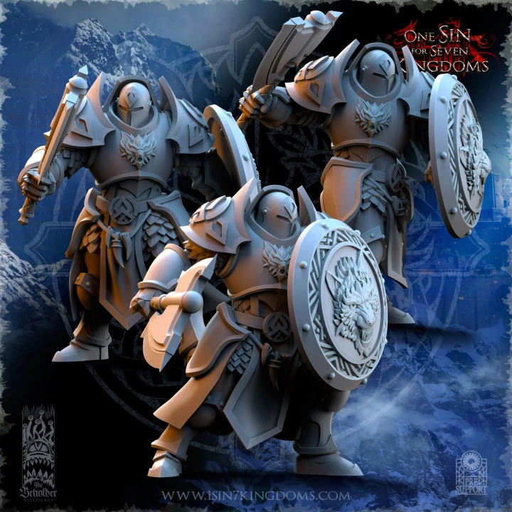 The Beholder miniatures- Stormwolves -  Punishers avec casque avec hache et bouclier (Socle carré, 28mm, Par 10)