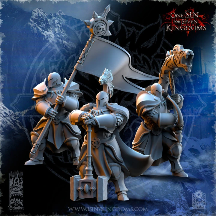 The Beholder miniatures- Stormwolves -  Sunderers Etat major complet (Socle carré, 28mm)