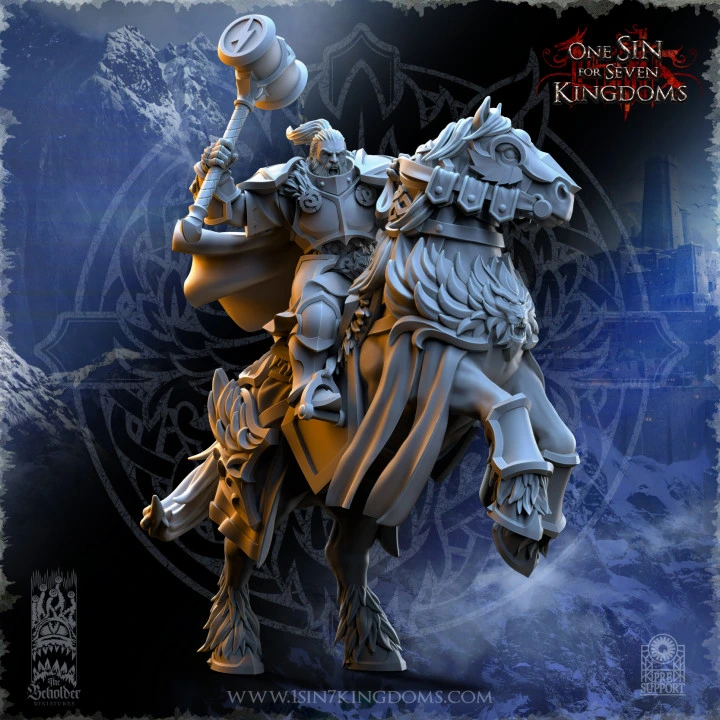 The Beholder miniatures- Stormwolves -  Commandant sur destrier (Socle carré, 28mm)