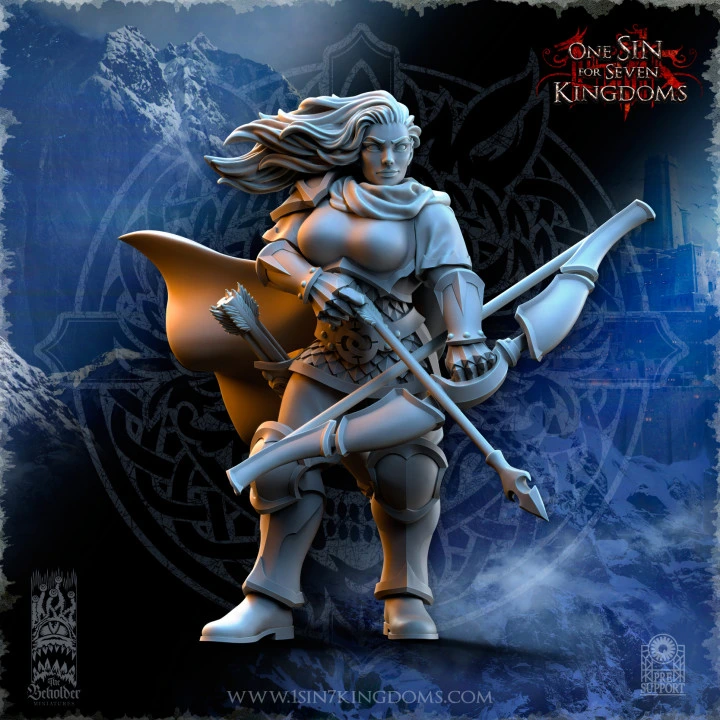The Beholder miniatures- Stormwolves -  Revna "chasseuse d'orc" (Socle carré, 28mm)