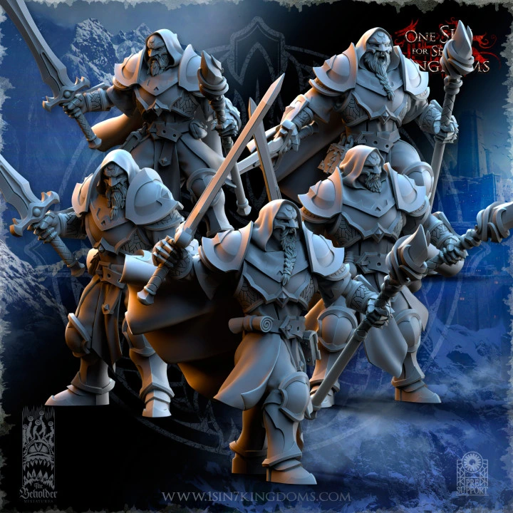 The Beholder miniatures- Stormwolves -  Moon Howlers - Epée + baton (Socle carré, 28mm, Par 10)