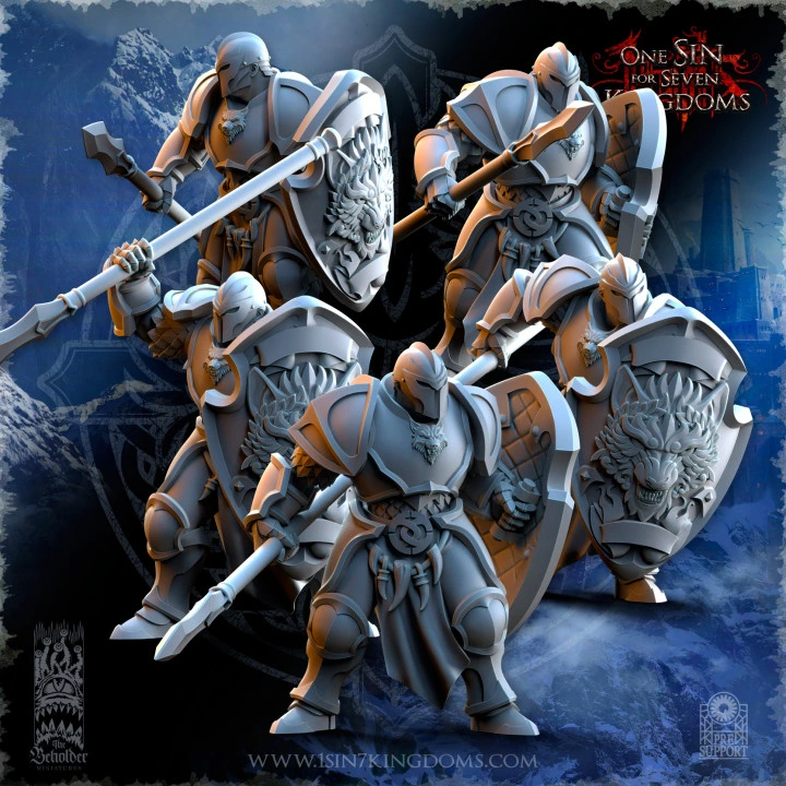 The Beholder miniatures- Stormwolves - Guerriers lances boucliers (Socle carré, 28mm, Par 10)