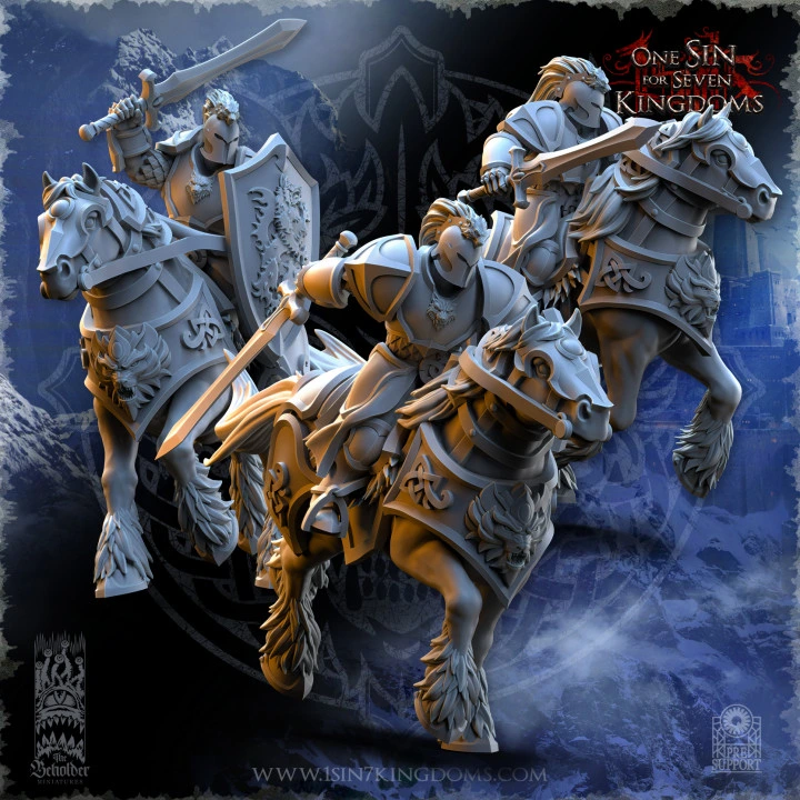 The Beholder miniatures- Stormwolves - Chevaliers montés avec épées et boucliers (Socle carré, 28mm, Par 10)