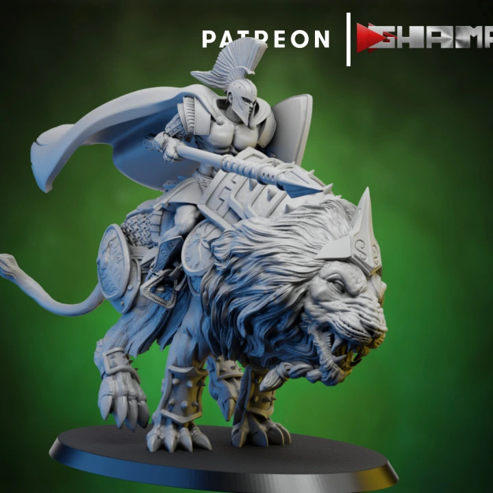 Ghamak - Spartans - Cavalier sur lion 2 (Socle carré, 28mm)
