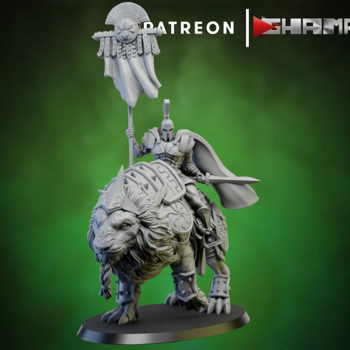 Ghamak - Spartans - Cavalier sur lion 4 (Socle carré, 28mm)