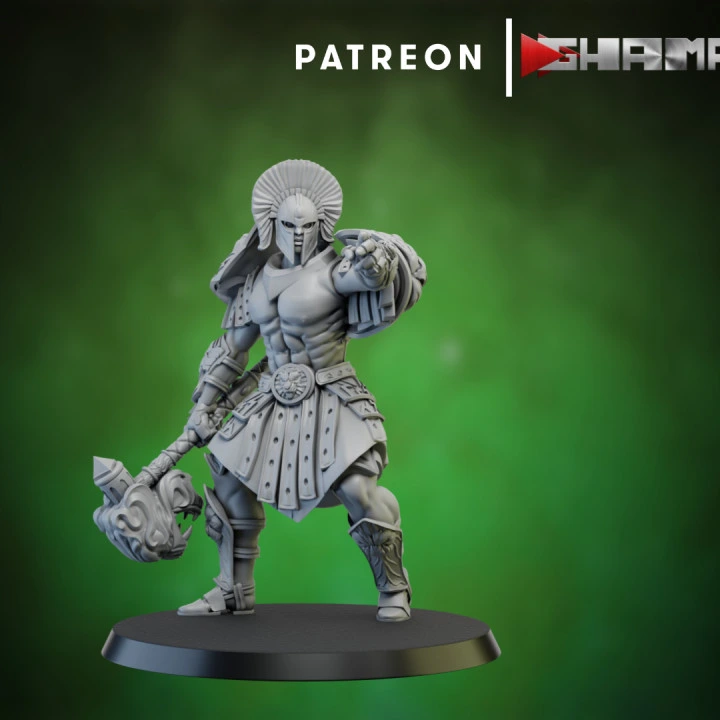 Ghamak - Spartans - Guerrier arme à deux mains 2 (Socle carré, 28mm)