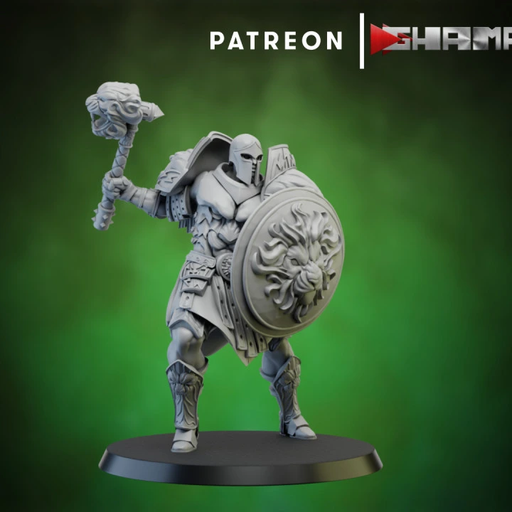 Ghamak - Spartans - Guerrier arme de base et bouclier (Socle carré, 28mm)