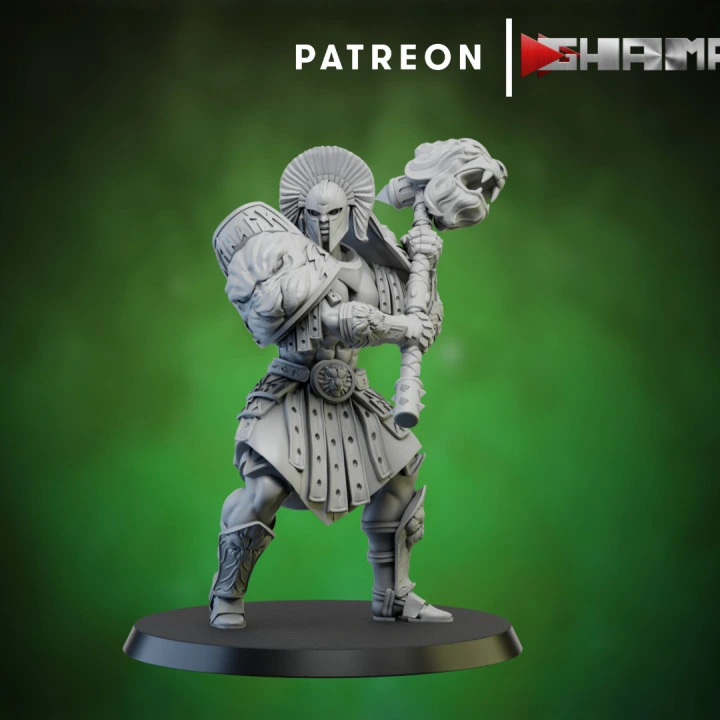 Ghamak - Spartans - Guerrier arme de base et bouclier 4 (Socle carré, 28mm)