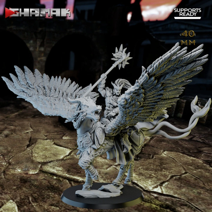 Ghamak - Spartans - Mage sur Pegase (Socle carré, 28mm)