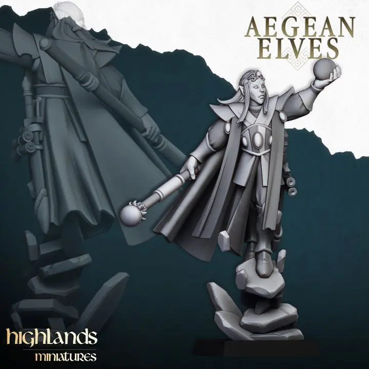 Highlands Miniatures - Hauts elfes Mage à pied