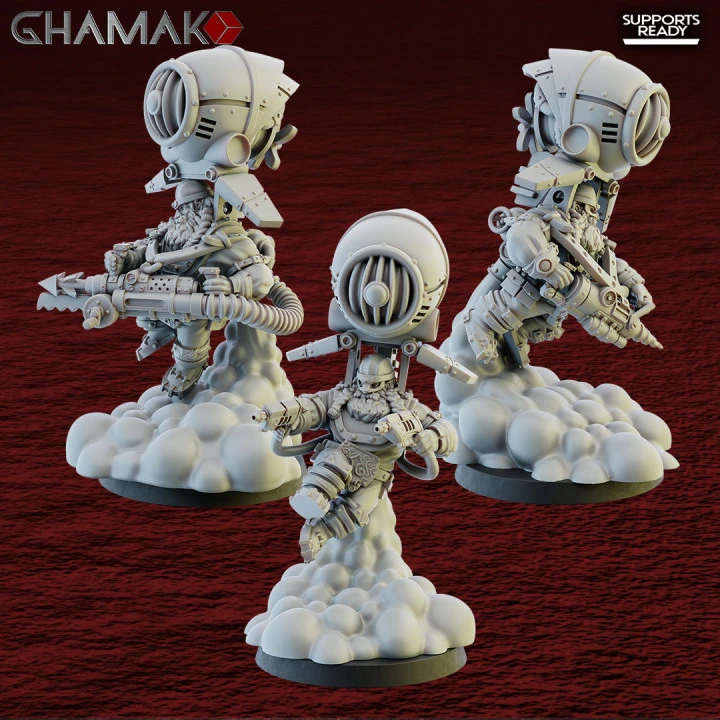 Ghamak - Fantasy - Reckless Engineers X3 (Socle carré, 28mm)