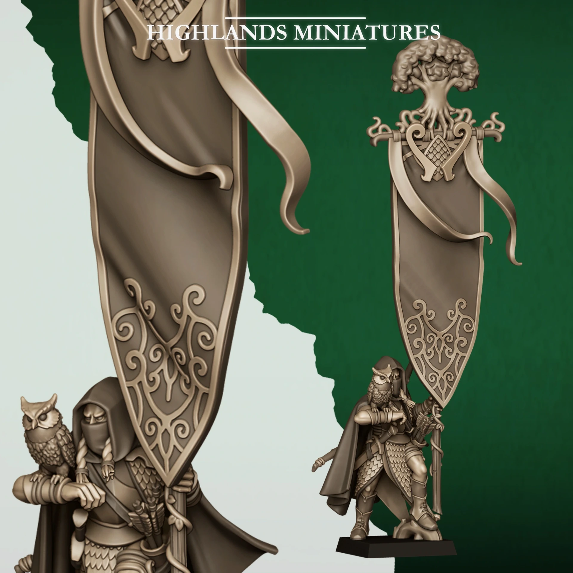Highlands Miniatures - Elfes des bois - Porteur de grande bannière