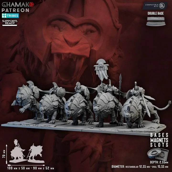 Ghamak - Spartans - Golden Pride Lancers (Socle carré, 28mm, Par 10)