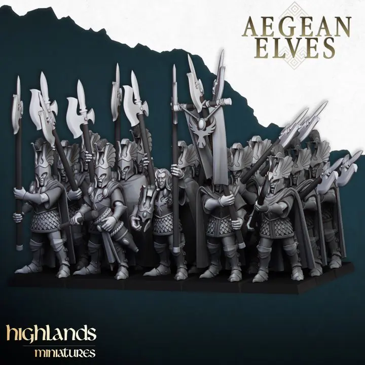 Highlands Miniatures - Hauts elfes gardes hallebardes