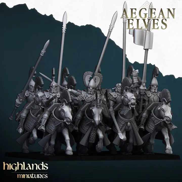 Highlands Miniatures - Hauts elfes montés avec lances