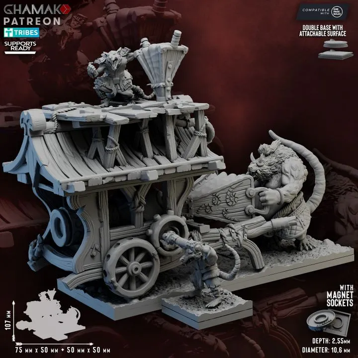 Ghamak - Fantasy - Hommes Rats - Chariot lance flammes