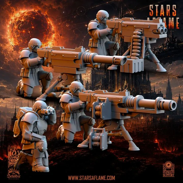 The Beholder miniatures- TSF Armes lourdes (X3) (Socle carré, 28mm)