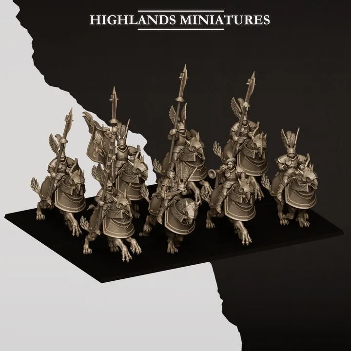 Highlands Miniatures - Chevaliers sur demi-Griffons V2