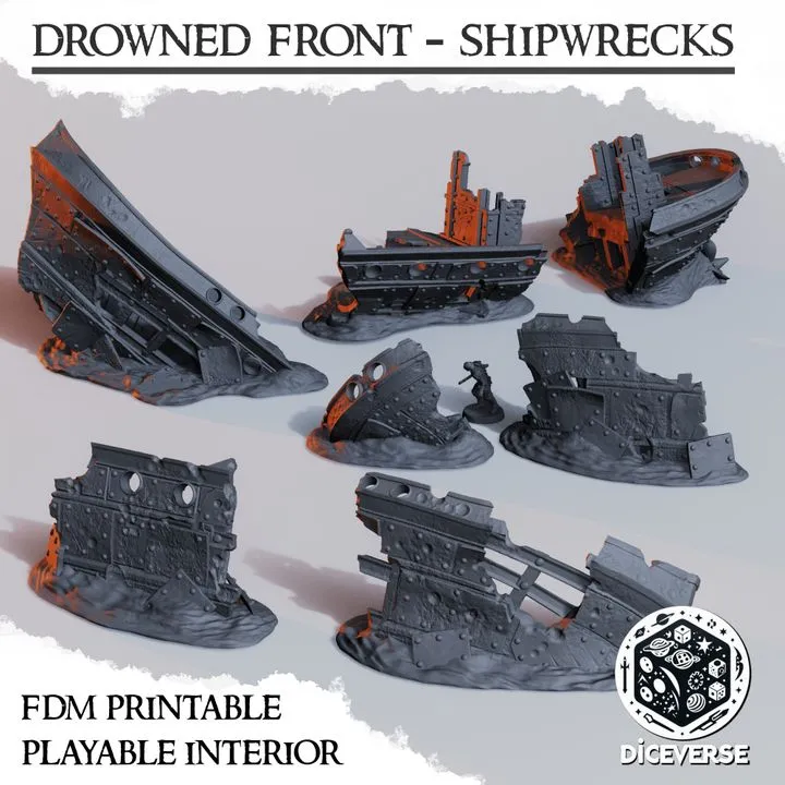 Diceverse - Décors - Navires échoués (Style 1, 28mm)