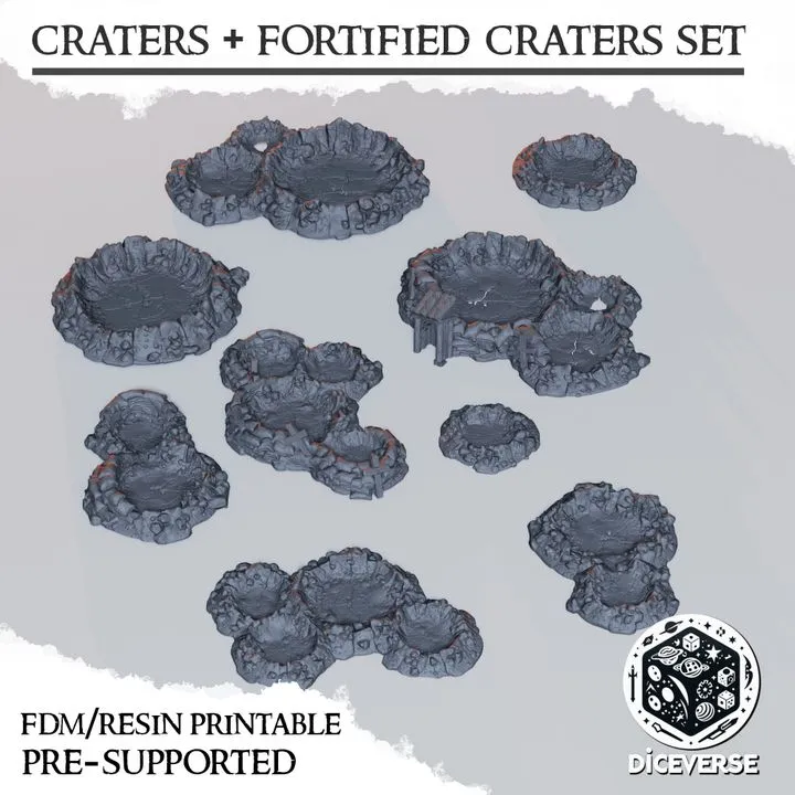 Diceverse - Décors - Lot de cratères et cratères fortifiés