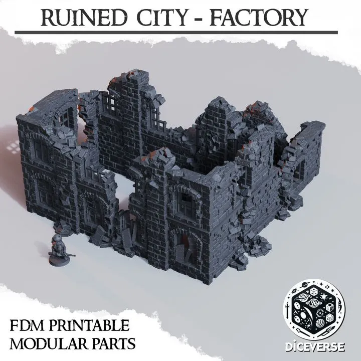 Diceverse - Décors - Ruines d'usine / Atelier (28mm)