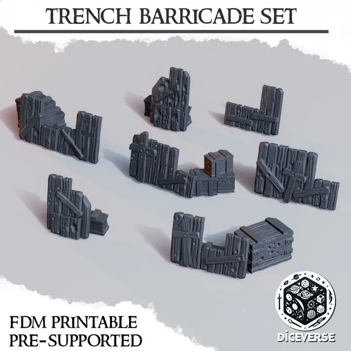 Diceverse - Décors - Set de barricades en bois (7 éléments) (28mm)