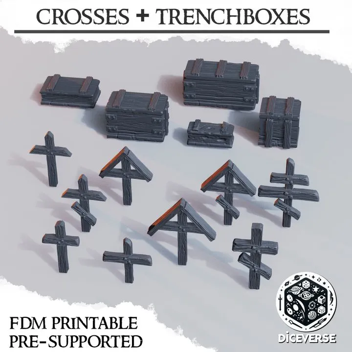 Diceverse - Décors - Set de Boites et croix en bois (28mm)