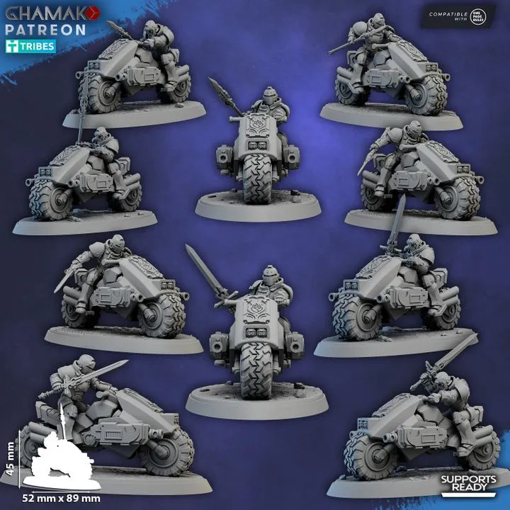Ghamak - Knights on Bikes with swords & spears (X10)