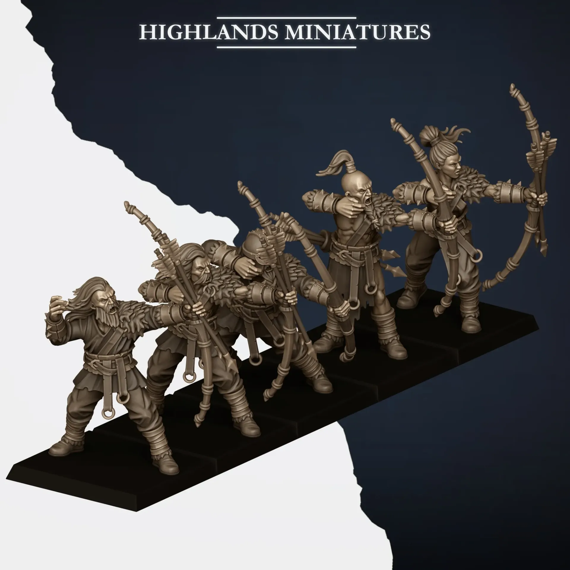 Highlands Miniatures - Nords - Raiders Archers (Socle carré, 28mm, Par 10)