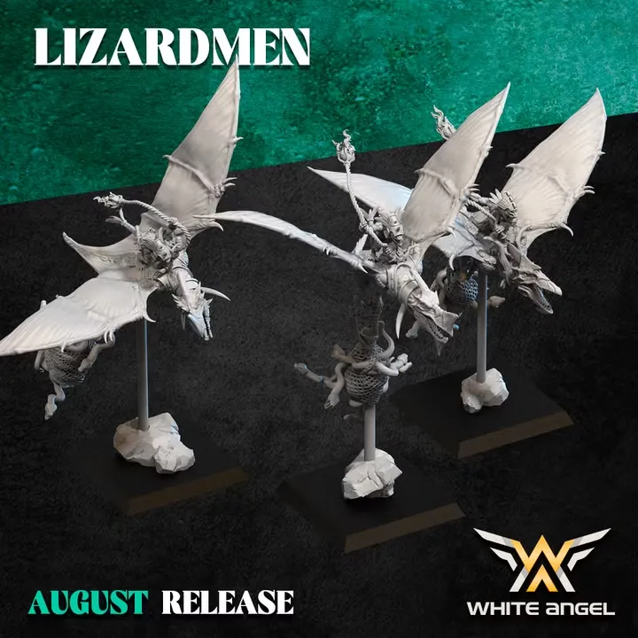 White angel - Hommes lezards - Monteurs de PTERANODON (Socle carré, 28mm, Par 3)