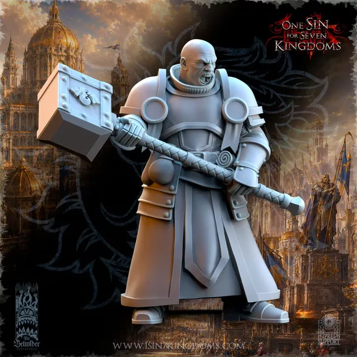 The Beholder miniatures- Empire - Prêtre de bataille 1 (Socle carré, 28mm)