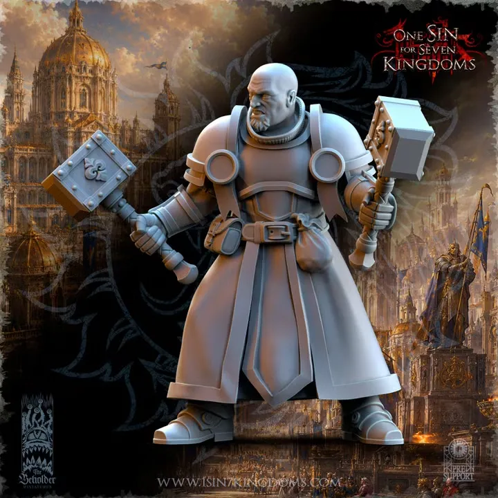 The Beholder miniatures- Empire - Prêtre de bataille 2 (Socle carré, 28mm)