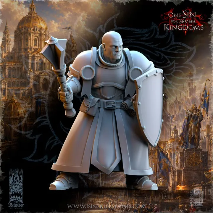The Beholder miniatures- Empire - Prêtre de bataille 3 (Socle carré, 28mm)