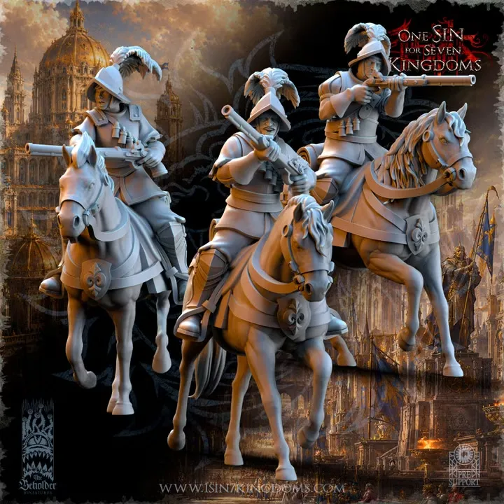 The Beholder miniatures- Empire - Cavalier fusils (Socle carré, 28mm, Par 10)