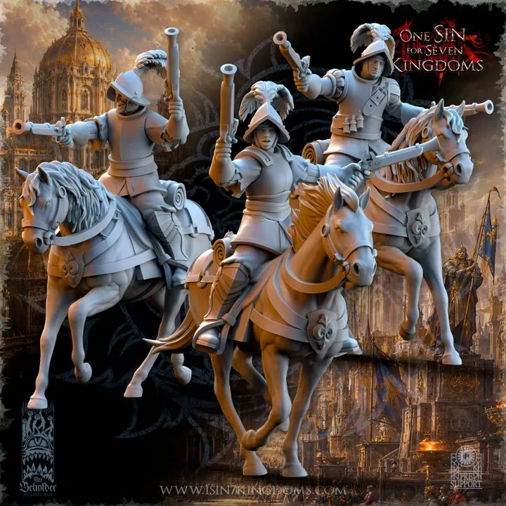 The Beholder miniatures- Empire - Cavalier Pistolets (Socle carré, 28mm, Par 10)
